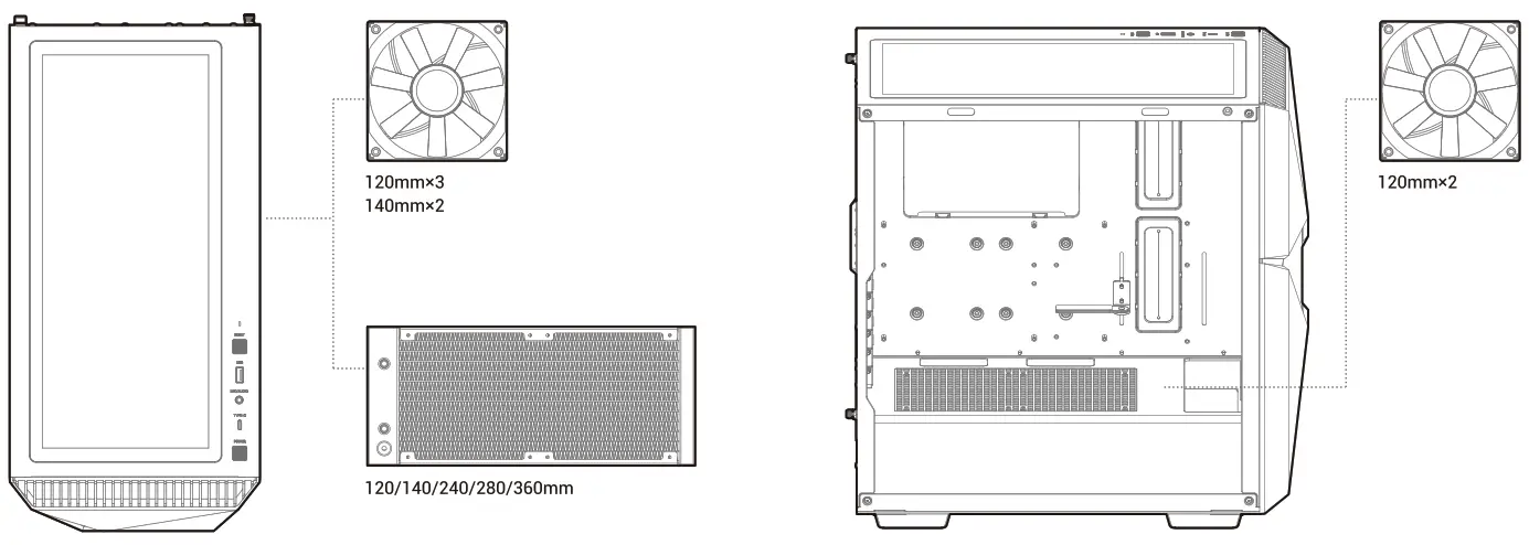 DEEPCOOL Cyclops Tempered Glass Side Panel Mid-Tower ATX Case - Specification 2