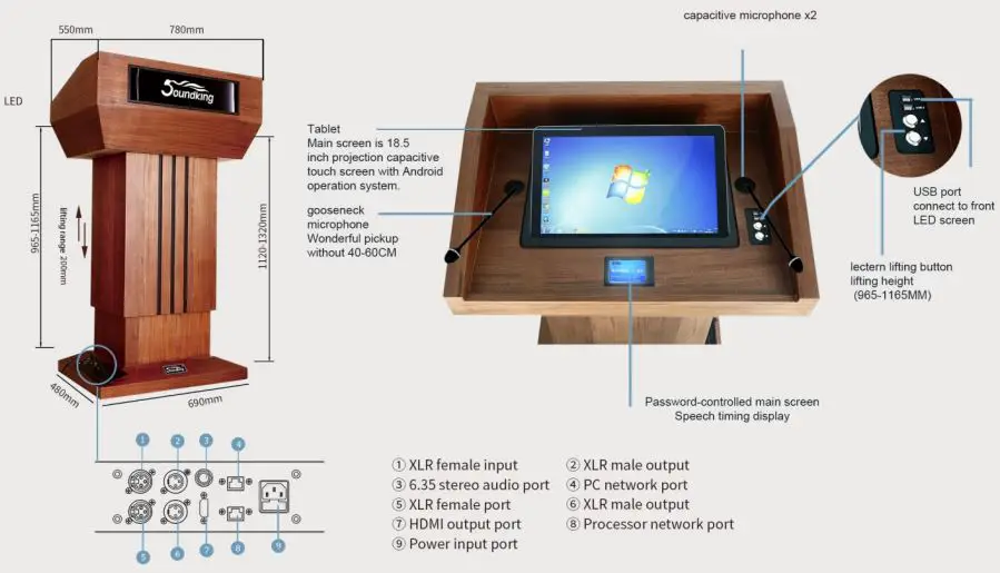 Soundking PT08 Intelligent Lifting Lectern-FIG11
