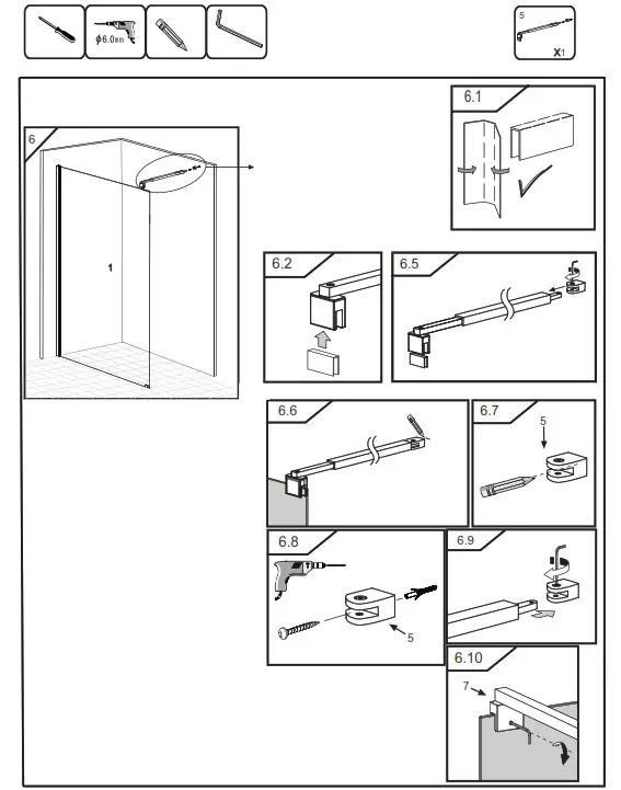 SANOTECHNIK BP100 Shower Screen Sanoflex Freedom II Black - fig 5