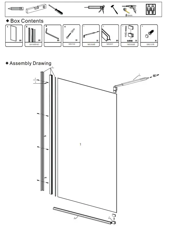 SANOTECHNIK BP100 Shower Screen Sanoflex Freedom II Black - fig