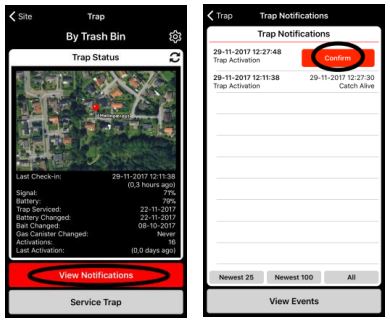 CATCHALIVE CAOne GoodNature Trap User Manual - How to handle and register notifications