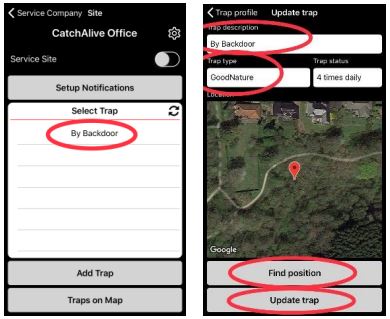 CATCHALIVE CAOne GoodNature Trap User Manual - Register new position in app