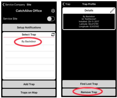 CATCHALIVE CAOne GoodNature Trap User Manual - Remove a trap from a site