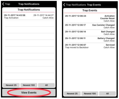 CATCHALIVE CAOne GoodNature Trap User Manual - To view events