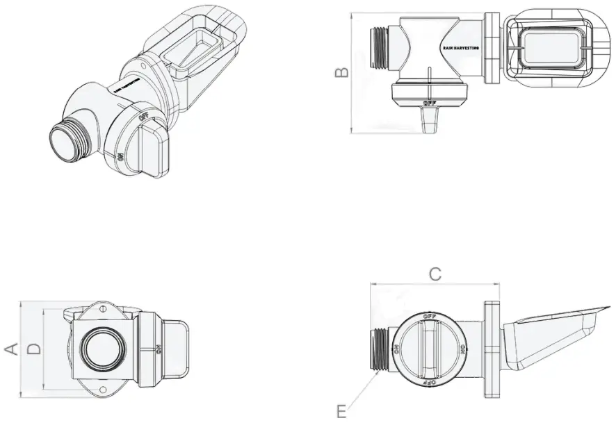 RAIN HARVESTING DDIV102 Quickfit Diverter Rectangular - Specifications