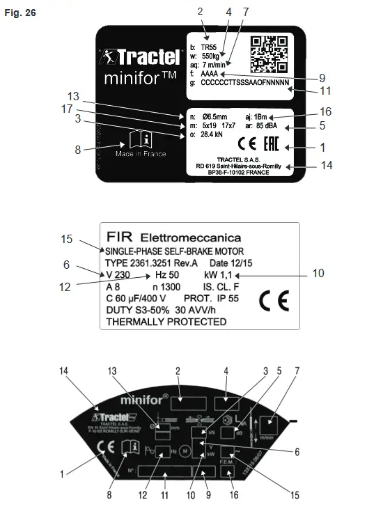 Tractel TR10 minifor 115 V Portable Electric Hoist - Fig 8