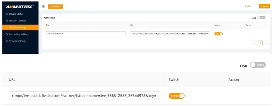 Network push streaming
