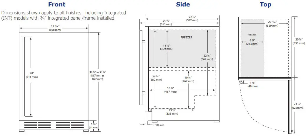 U-LINE HRF124 24 Inch Refrigerator-Freezer-FIG3