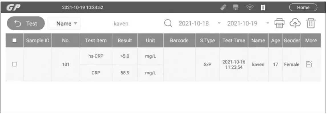 Results Inquiry by Name
