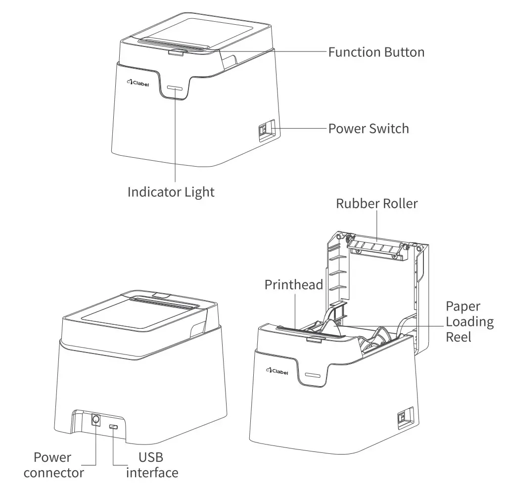 Clabel CT221D Label Printer - COMPONENTS