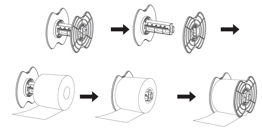 Clabel CT221D Label Printer - Step-by-step demonstration of paper roll loading