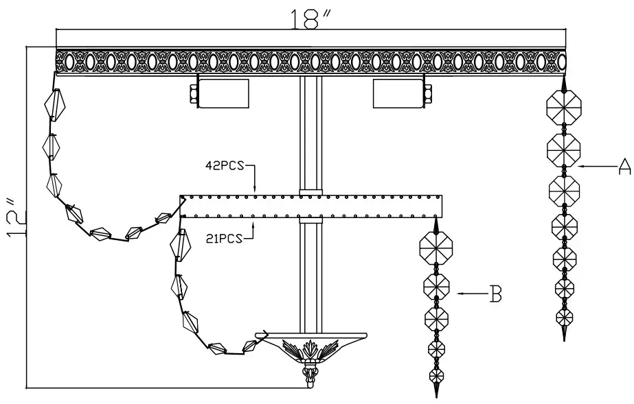 CRYSTORAMA 718-CH-CL-S Four Light Ceiling Mount -