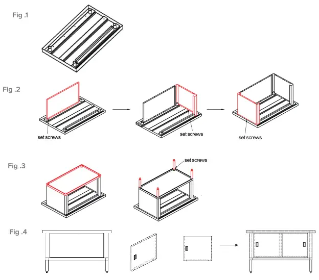 Steelton 522EBTKD3048D Stainless Steel Base Table - INSTALLATION