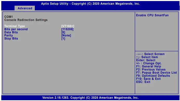 DFI AL253 4 Inch SBC Industrial Motherboard User Manual - Console Redirection Settings