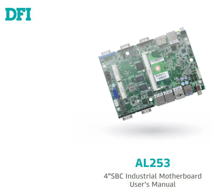 DFI AL253 4 Inch SBC Industrial Motherboard User Manual