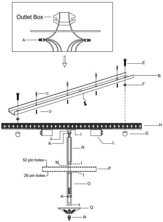 CRYSTORAMA 724-EB-CL-SAQ Six Light Ceiling Mount - Wire Connector