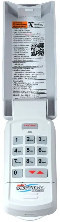GENIE Universal Garage Door Opener Wireless Entry Keypad