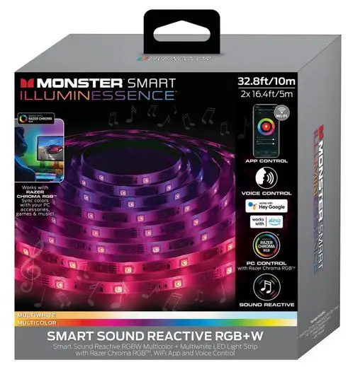 MONSTER MLB 2059 RGB Smart Sound Reactive RGB W Light Strip