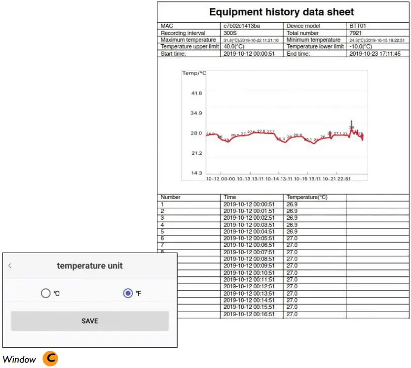 Scigiene MA0264 Beacon Temperature Bluetooth Datalogger - Reports