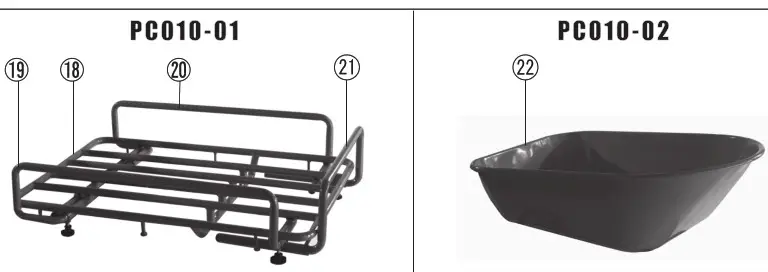 TOOLOTS PC010 01 265lbs Wheelbarrow Utility Cart - Component parts 2