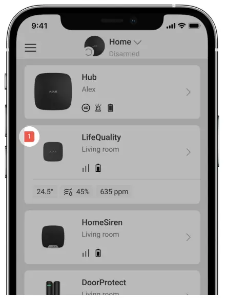 AJAX LifeQuality Jeweller Temperature Humidity and CO2 Monitor - app 4