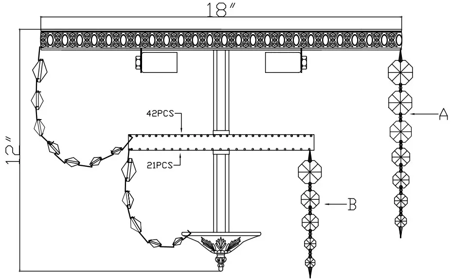 CRYSTORAMA 718 EB CL S Four Light Ceiling Mount -