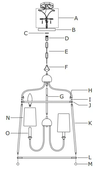 CRYSTORAMA 2244-BF_NOSHADE Four Light Chandelier Sylvan - Part