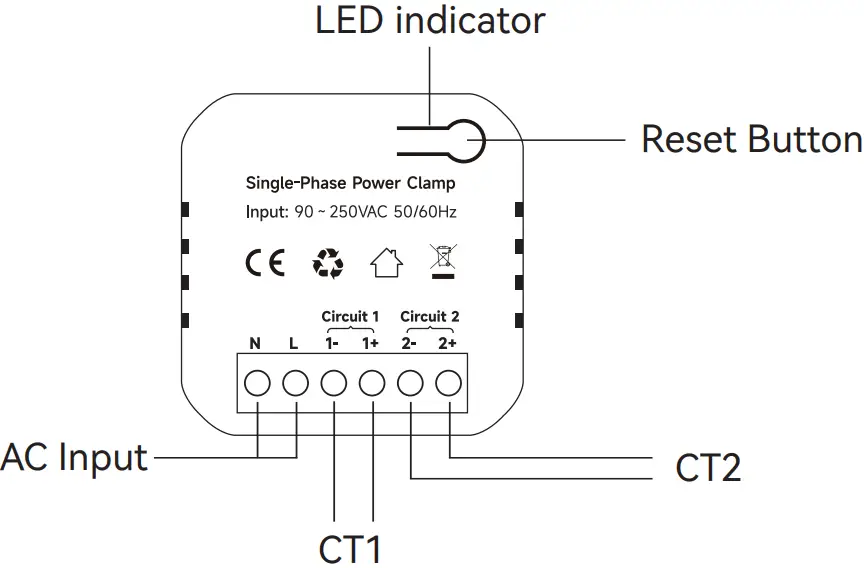 owon PC311 TY Single Phase Power Clamp - LED indicator