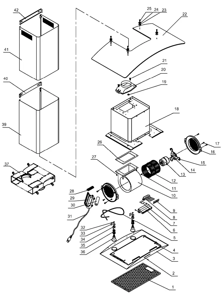 Westinghouse WRG950CGS Rangehood - Parts Description