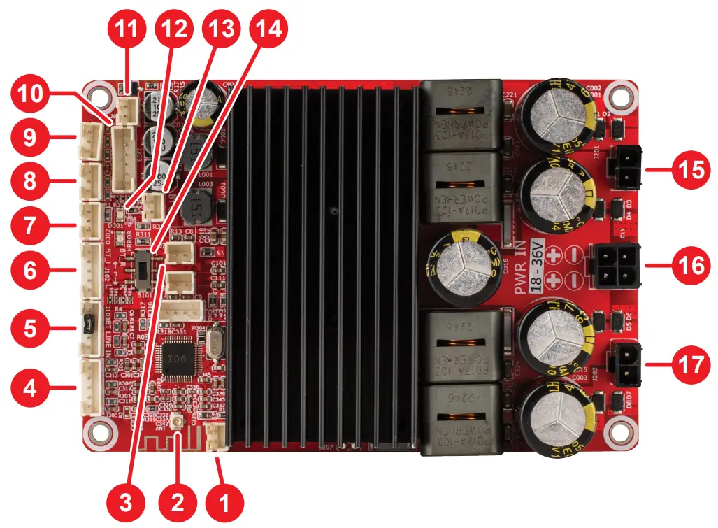 DAYTON AUDIO KAB 2150 2 x 150W Class D Bluetooth 5 0 Amplifier Board with Tone and Volume Controls