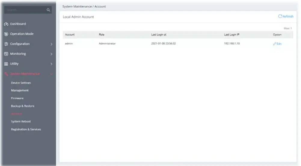 DrayTek Vigor 167 VDSL2 35b and ADSL2+ Modem - Accounts