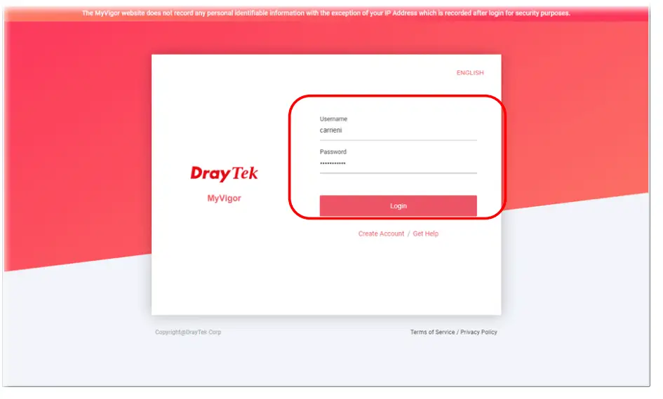 DrayTek Vigor 167 VDSL2 35b and ADSL2+ Modem - And click Login.