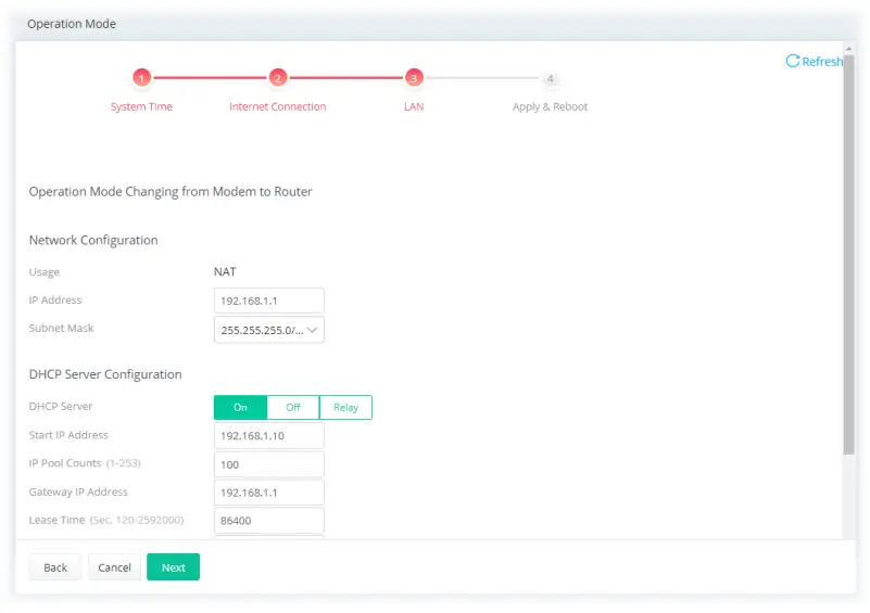 DrayTek Vigor 167 VDSL2 35b and ADSL2+ Modem - Configure the LAN settings