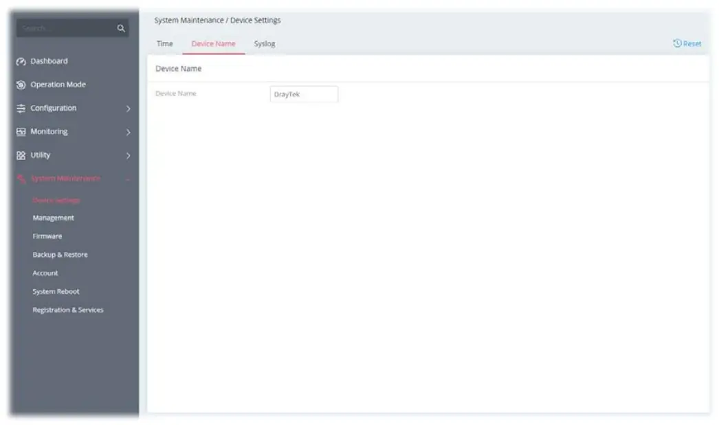 DrayTek Vigor 167 VDSL2 35b and ADSL2+ Modem - Device Name