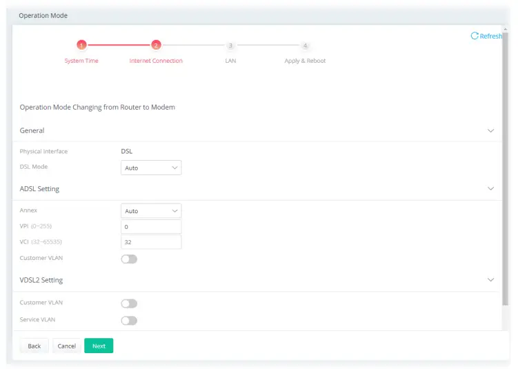 DrayTek Vigor 167 VDSL2 35b and ADSL2+ Modem - Internet connection.