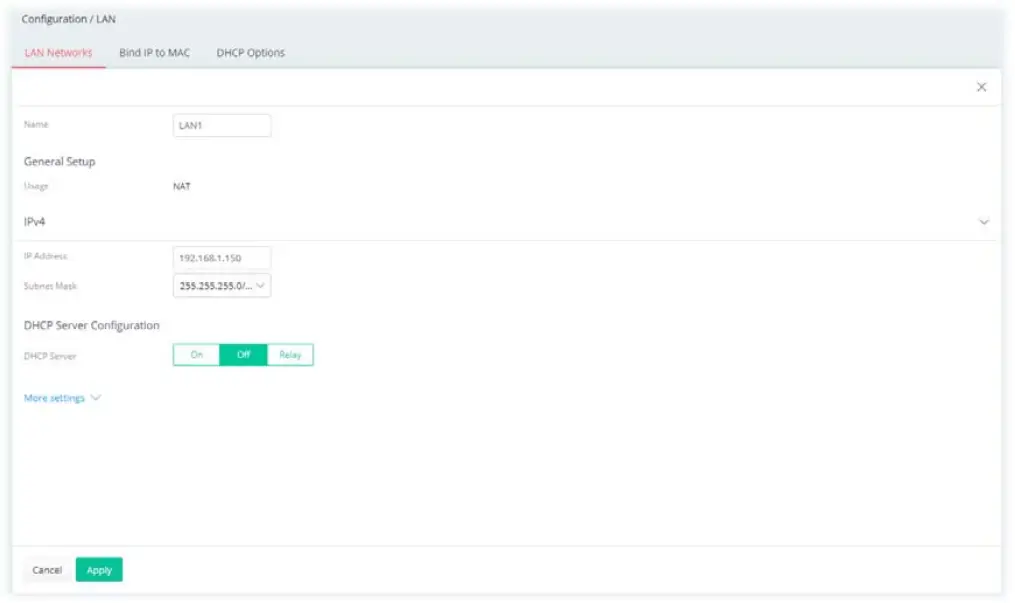 DrayTek Vigor 167 VDSL2 35b and ADSL2+ Modem - LAN interface.