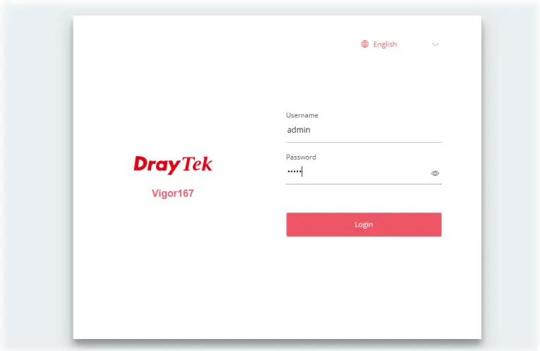 DrayTek Vigor 167 VDSL2 35b and ADSL2+ Modem - Web User Interface