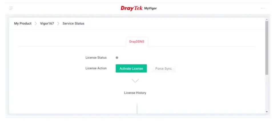 DrayTek Vigor 167 VDSL2 35b and ADSL2+ Modem - following page appears