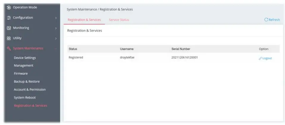 DrayTek Vigor 167 VDSL2 35b and ADSL2+ Modem - registered information