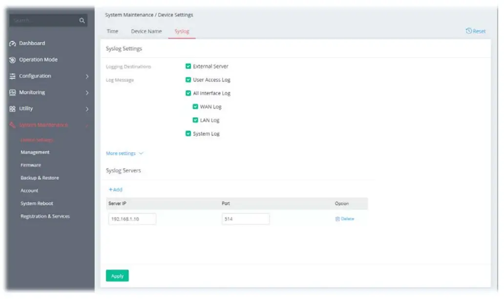 DrayTek Vigor 167 VDSL2 35b and ADSL2+ Modem - ystem Maintenance