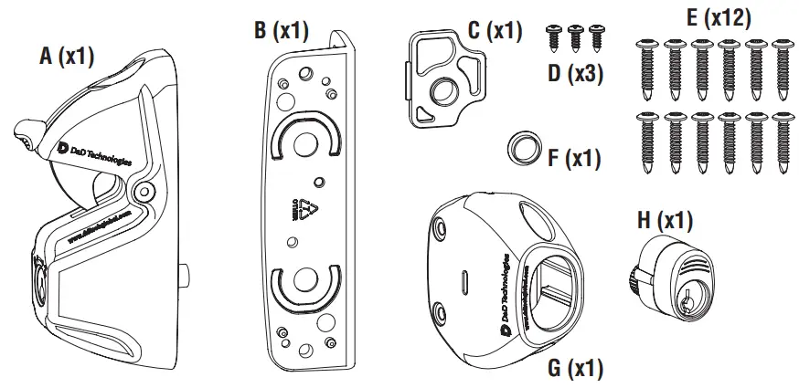 D D Technologies MagnaLatch Gate Latch Child Safety Gate Lock - LIST OF COMPONENTS
