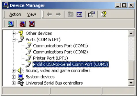 DIGITUS DA-70155-1 To Serial Converter - Device Manager 2