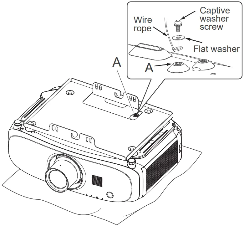 Attaching the projector drop-prevention kit