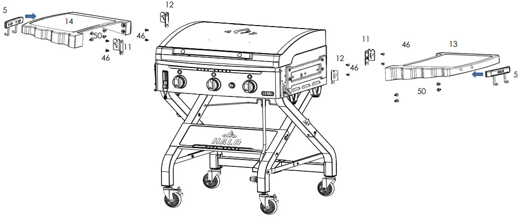 HALO HZ 1002 XNA 3 Burner Propane Griddle - Parts 15