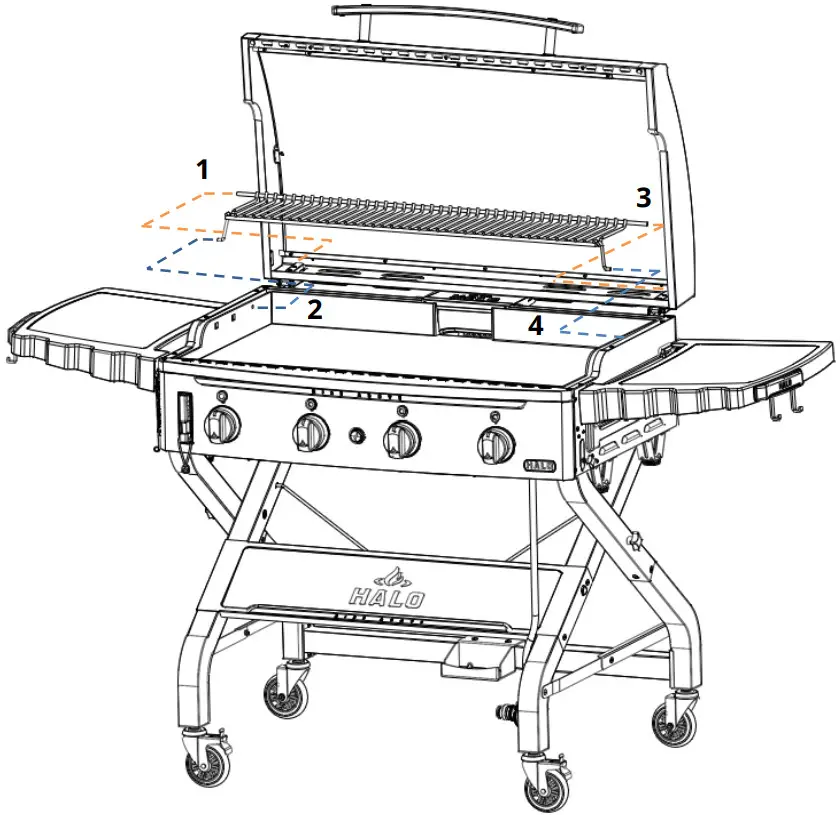 HALO HZ 1002 XNA 3 Burner Propane Griddle - Parts 17