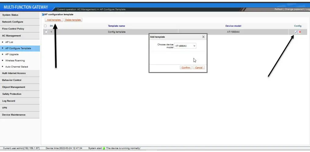 xonTel XT-1500AC Access Controller User Manual - AP Device Configuration