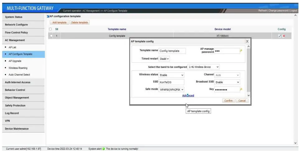 xonTel XT-1500AC Access Controller User Manual - AP Device Configuration