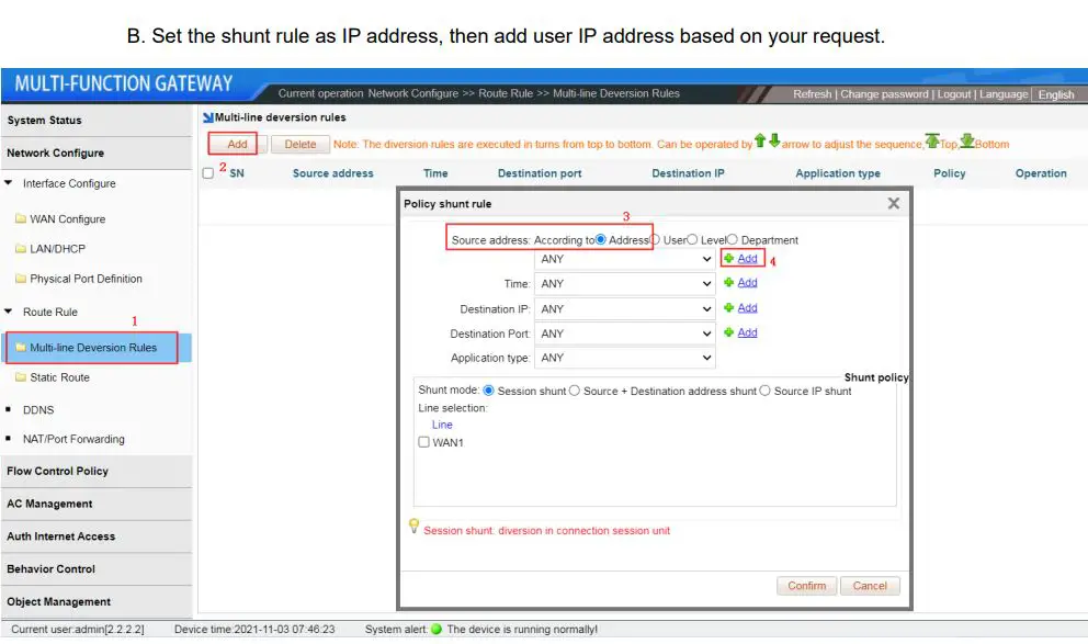 xonTel XT-1500AC Access Controller User Manual - Multi-line Diversion Rules