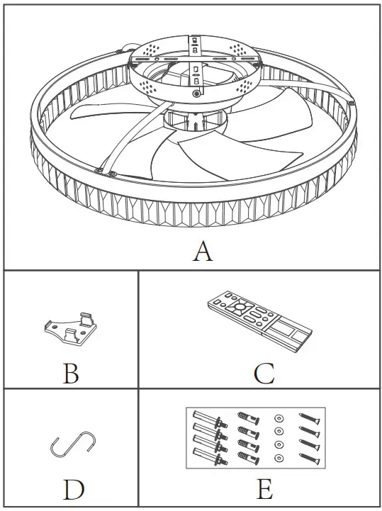 PSHRFANST B09X2ZVQ4V Ceiling Fan Light - Package contents