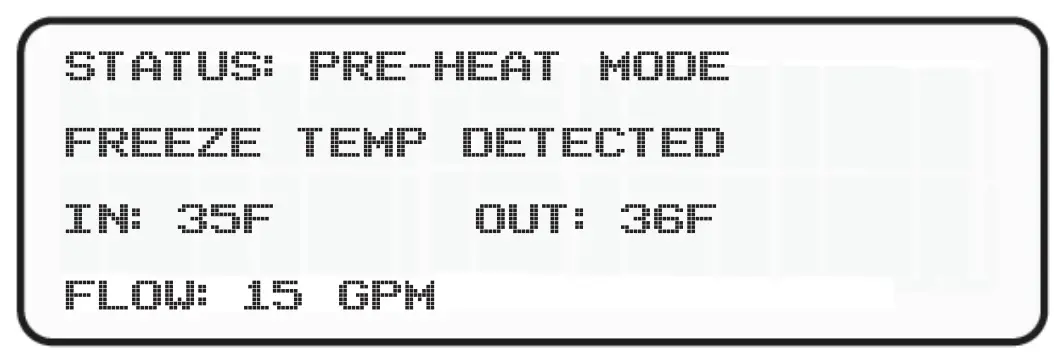 Freeze Protection Pre-Heat Mode Status